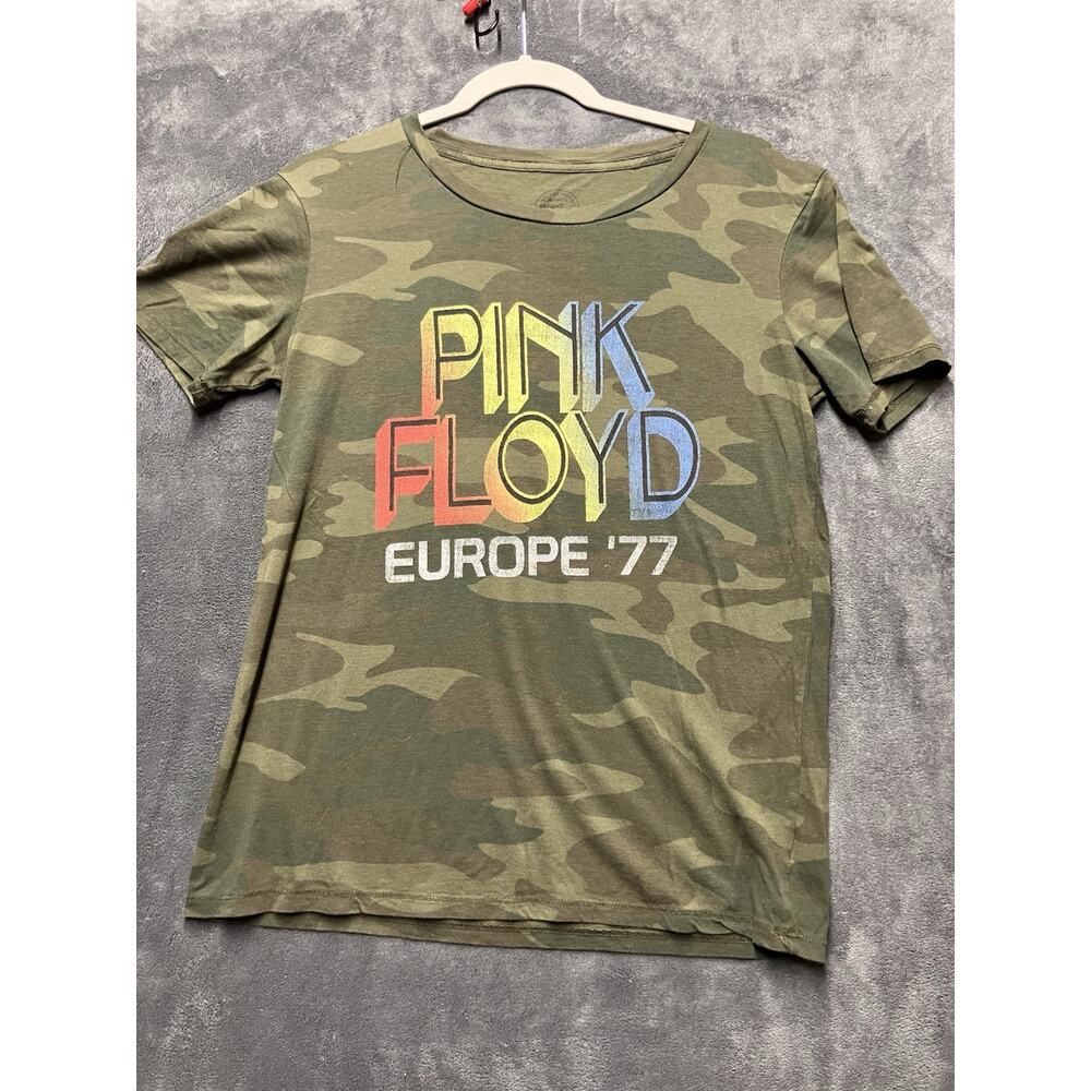 Pink Floyd Europe 77 Band Tee XS Camo Classic Rock Streetwear Grunge Retro 90s